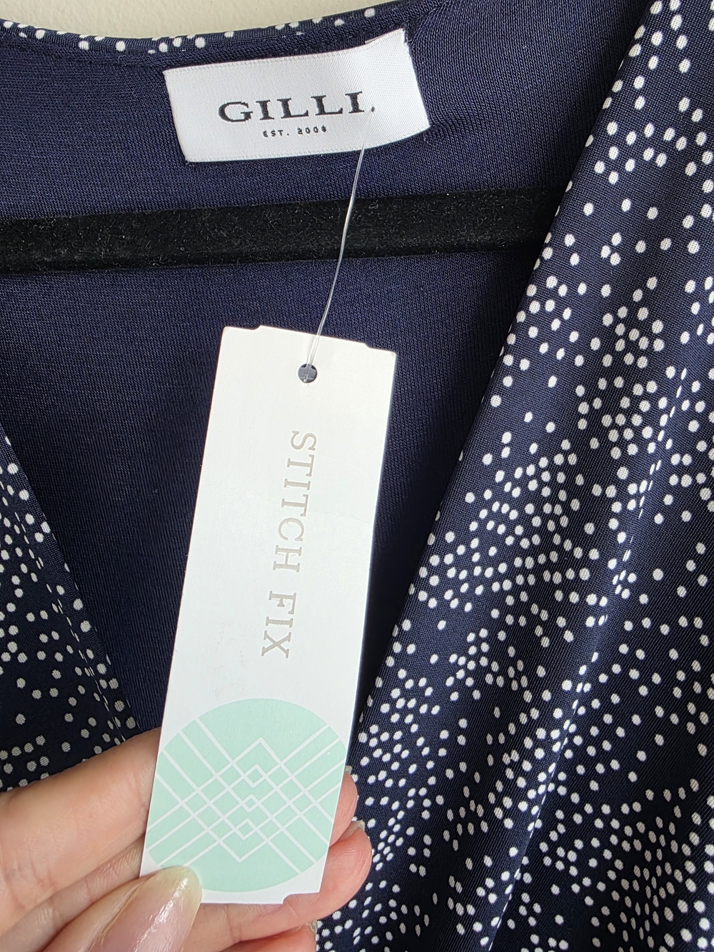 NWT Gilli Audey Knit Dress Navy White Polka Dot Dress - Picture 5 of 11
